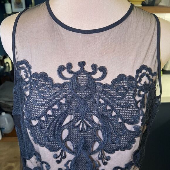 Greylin SZ S Embroidered Sheer Mesh Stretch Top Whimsigoth Fairy Goth Romantic - Picture 3 of 8